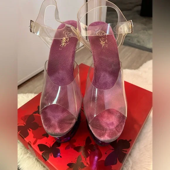 Pleaser Moon 7” Heels. Purple Chrome. - Picture 5 of 10